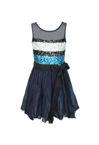 Tricolor Belted Party Dress
